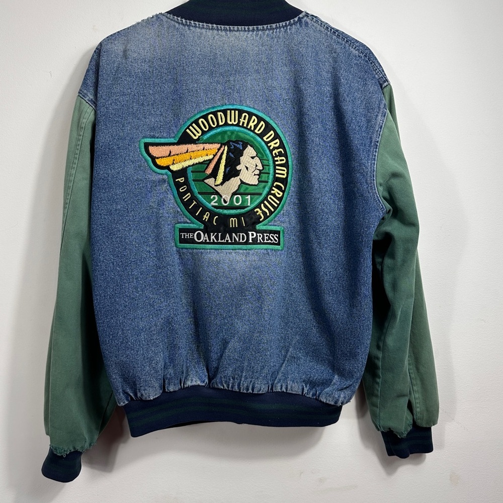 Vintage Hartwell ViaSport Woodward Dream Men's L Denim and Green Bomber Jacket